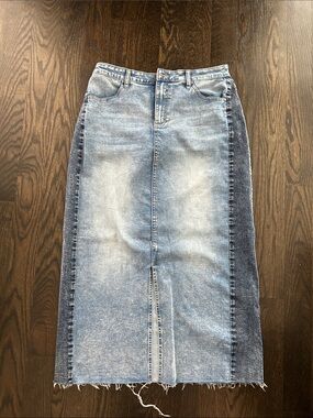 Wash lab Two-Tone Light Blue Denim Maxi Skirt